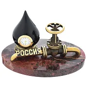 Бронзовая композиция «Российская нефтяная промышленность» с яшмой — оригинальный подарок — фотография 2