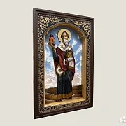 На память: Святой Спиридон Тримифунтский икона резная — фотография 2
