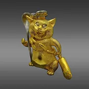 Бронзовая фигурка «Кот-повар» с позолотой — оригинальный подарок — фотография 4