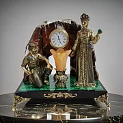 Часы «Каменный цветок» с малахитом и яшмой — красивый подарок — фотография 1