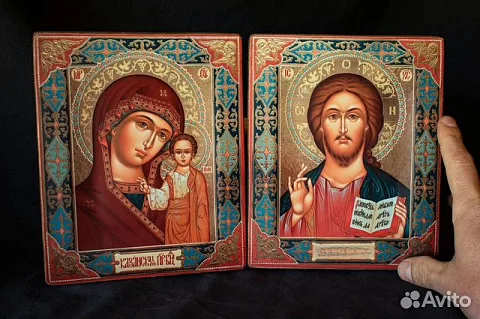 На память: Венчальная пара. Казанская Богоматерь и Вседержите