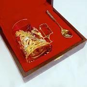 Латунный подстаканник «Птицы» с ложкой — необычный подарок — фотография 2