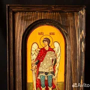 Икона "Архангел Михаил" в деревянной раме — оригинальный подарок — фотография 2